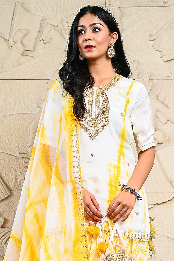 Yellow Hand Block Printed Skirt Set by Yuvrani Jaipur at Pernia's Pop Up Shop