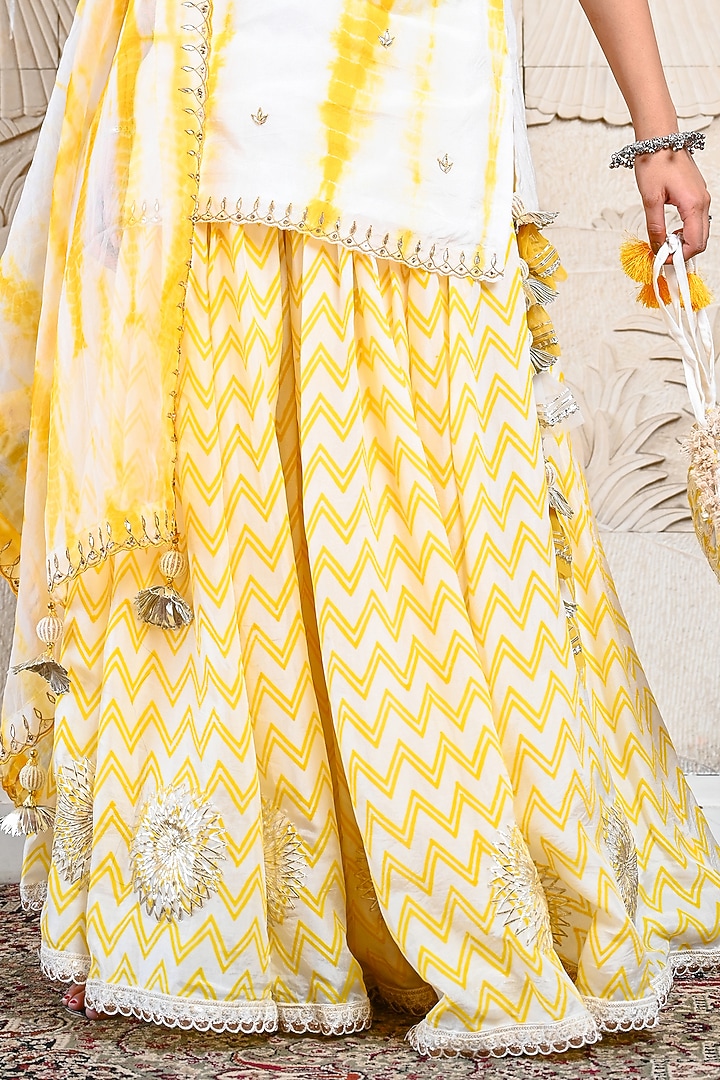 Yellow Hand Block Printed Skirt Set by Yuvrani Jaipur at Pernia's Pop Up Shop