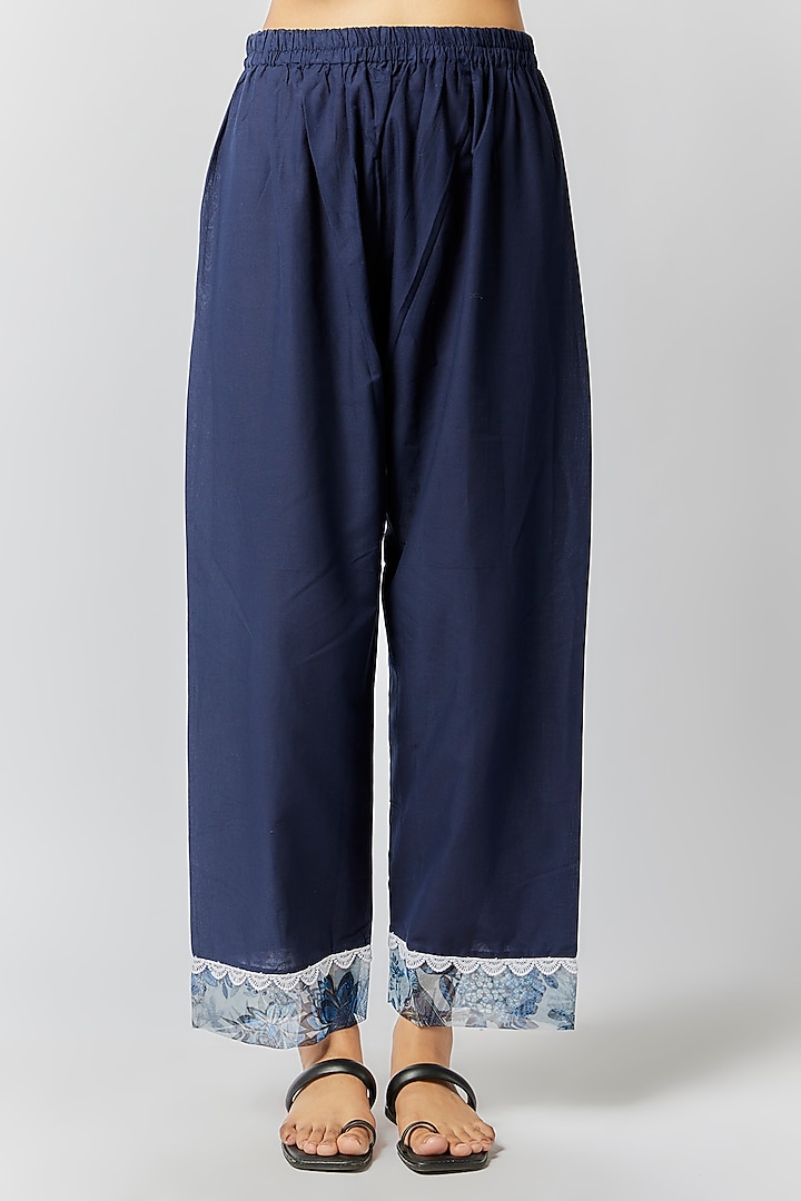 Sky Blue Chanderi Floral Printed & Embroidered Anarkali Set by Yuvrani Jaipur at Pernia's Pop Up Shop