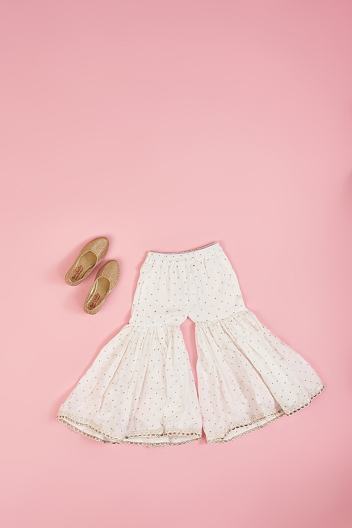 Ivory Muslin Sharara Set For Girls by Yuvrani Jaipur Kidswear at Pernia's Pop Up Shop