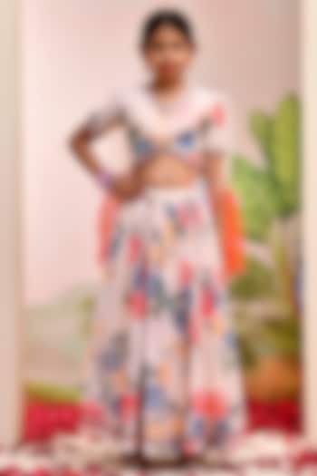 Multi-Colored Chanderi Floral Printed Lehenga Set for Girls by Yuvrani Jaipur Kidswear at Pernia's Pop Up Shop