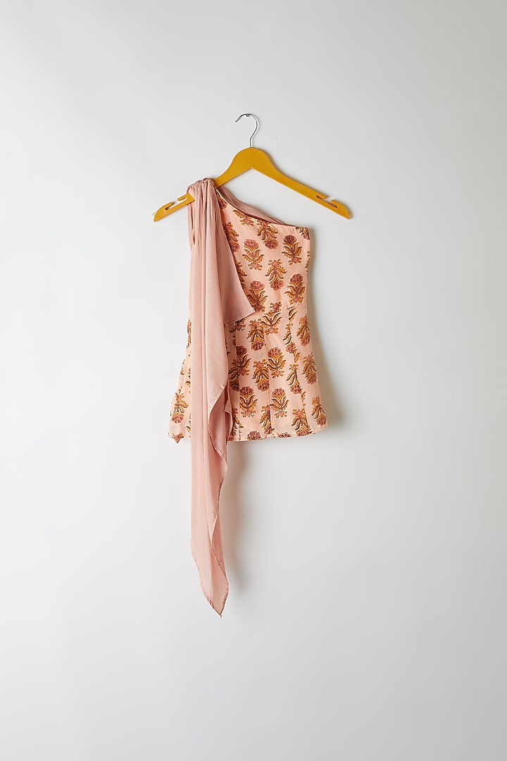 Peach Embroidered & Printed Sharara Set For Girls by Yuvrani Jaipur Kidswear at Pernia's Pop Up Shop