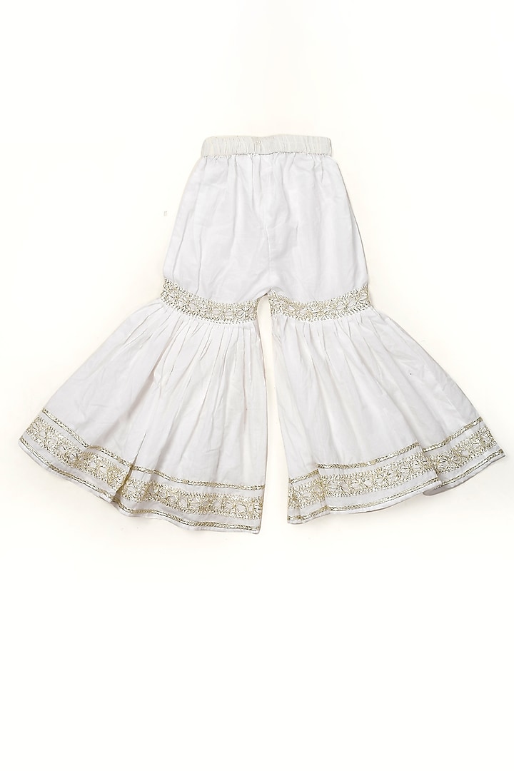 Ivory Sharara Set In Cotton For Girls by Yuvrani Jaipur Kidswear at Pernia's Pop Up Shop