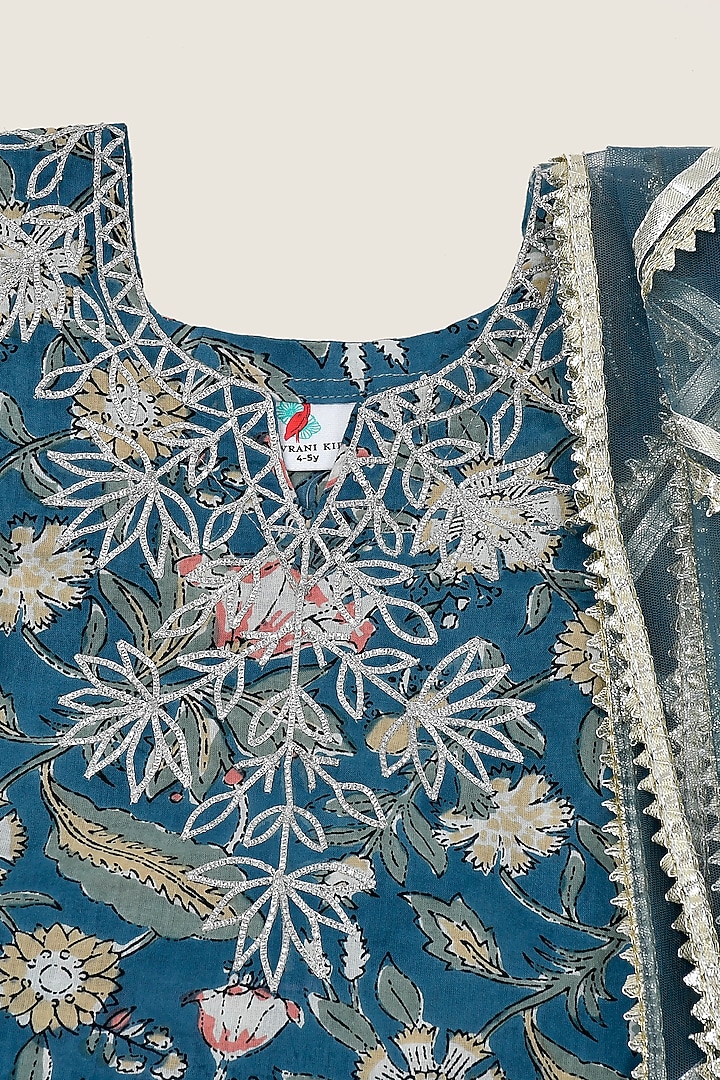 Ivory Sharara Set In Cotton For Girls by Yuvrani Jaipur Kidswear at Pernia's Pop Up Shop