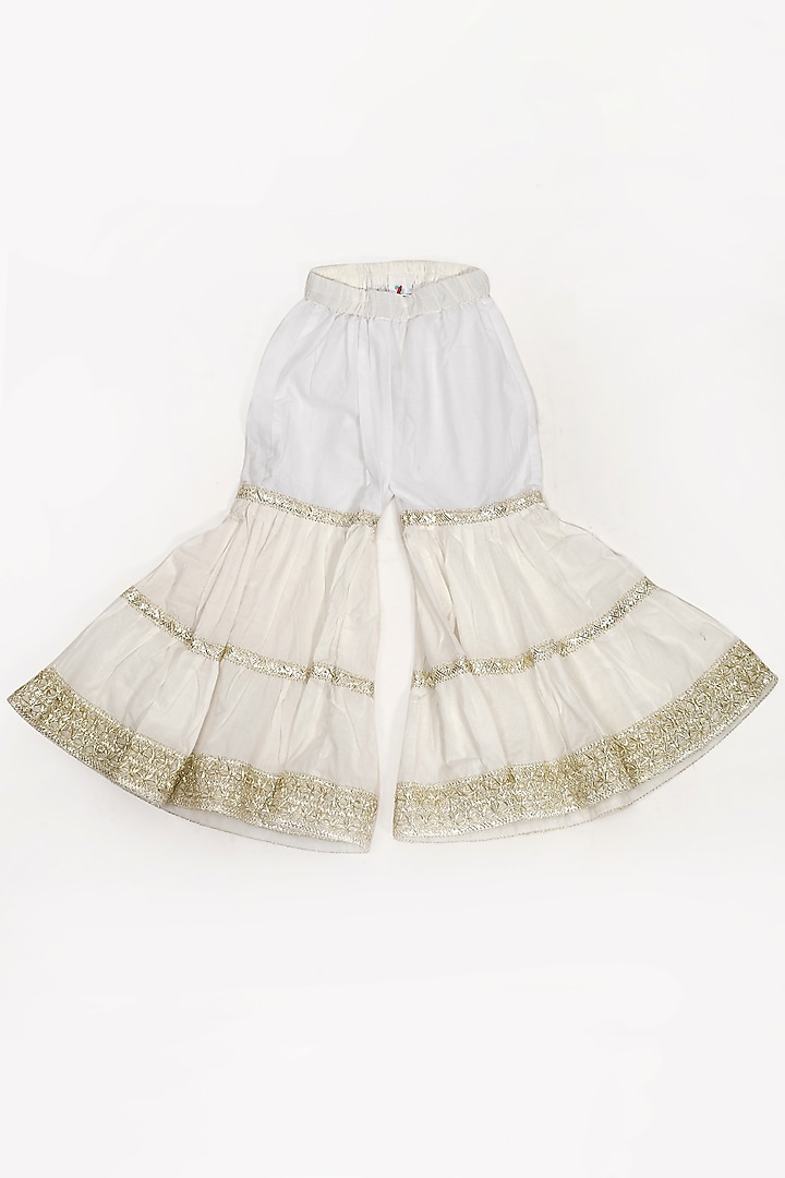 Ivory Cotton Sharara Set For Girls by Yuvrani Jaipur Kidswear at Pernia's Pop Up Shop