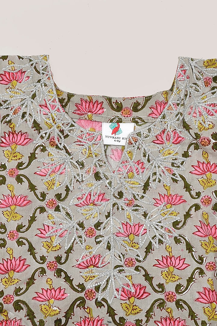 Ivory Sharara Set In Cotton For Girls by Yuvrani Jaipur Kidswear at Pernia's Pop Up Shop