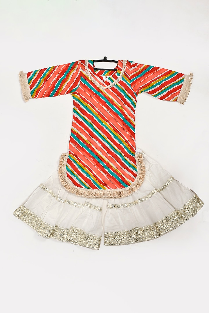 Ivory Cotton Sharara Set For Girls by Yuvrani Jaipur Kidswear at Pernia's Pop Up Shop