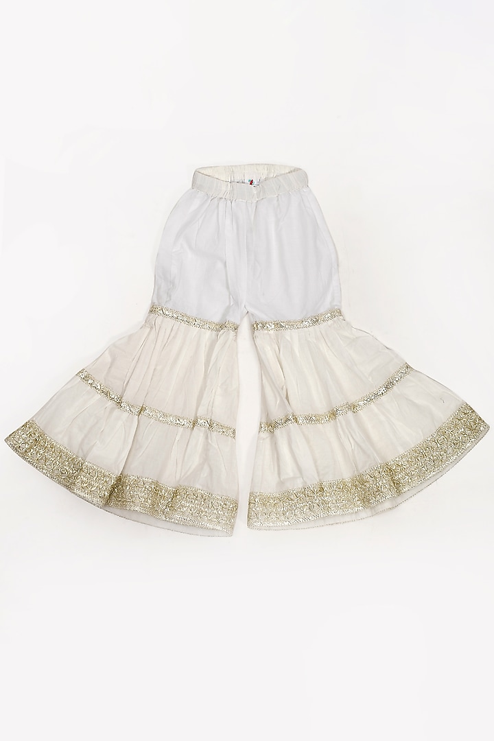 Ivory Cotton Sharara Set For Girls by Yuvrani Jaipur Kidswear at Pernia's Pop Up Shop