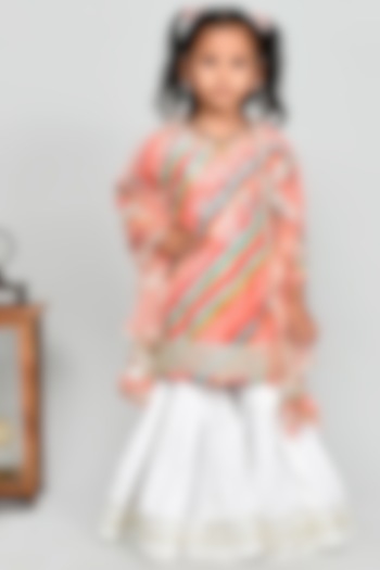 Ivory Embroidered Sharara Set For Girls by Yuvrani Jaipur Kidswear at Pernia's Pop Up Shop