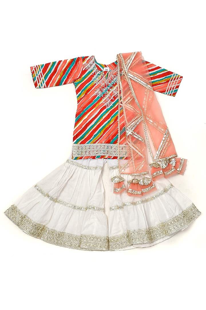 Ivory Embroidered Sharara Set For Girls by Yuvrani Jaipur Kidswear at Pernia's Pop Up Shop
