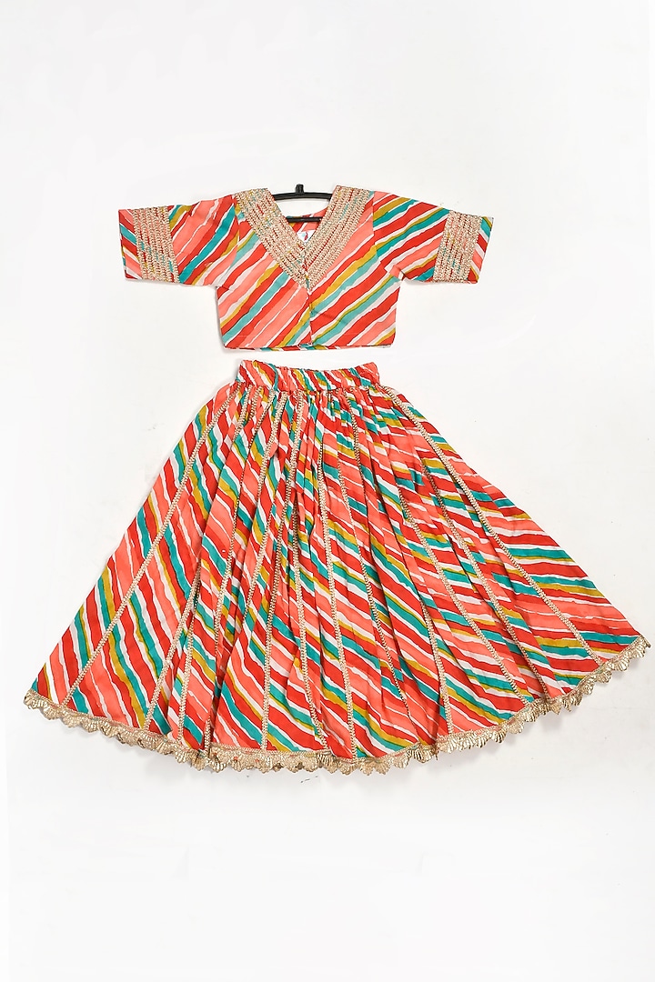 Multi-Colored Printed Lehenga Set For Girls by Yuvrani Jaipur Kidswear at Pernia's Pop Up Shop