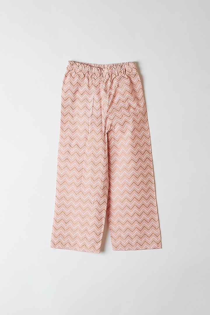 Pink Chevron Printed Pants For Girls by Yuvrani Jaipur Kidswear