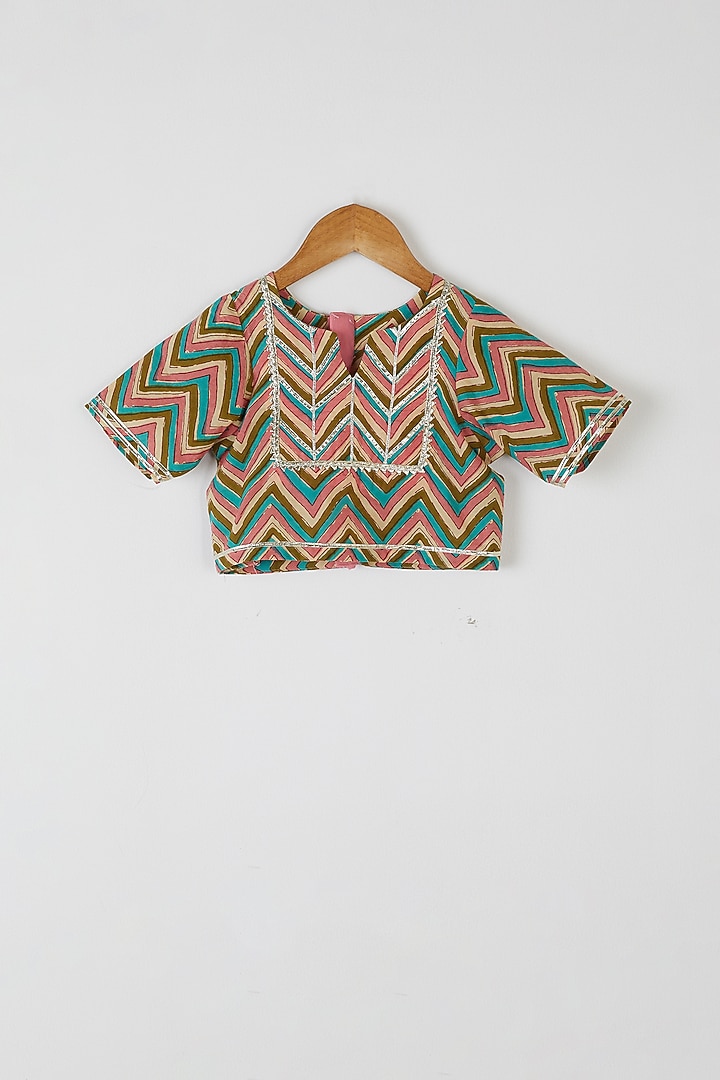 Multicolored Printed Lehenga Set For Girls by Yuvrani Jaipur Kidswear at Pernia's Pop Up Shop