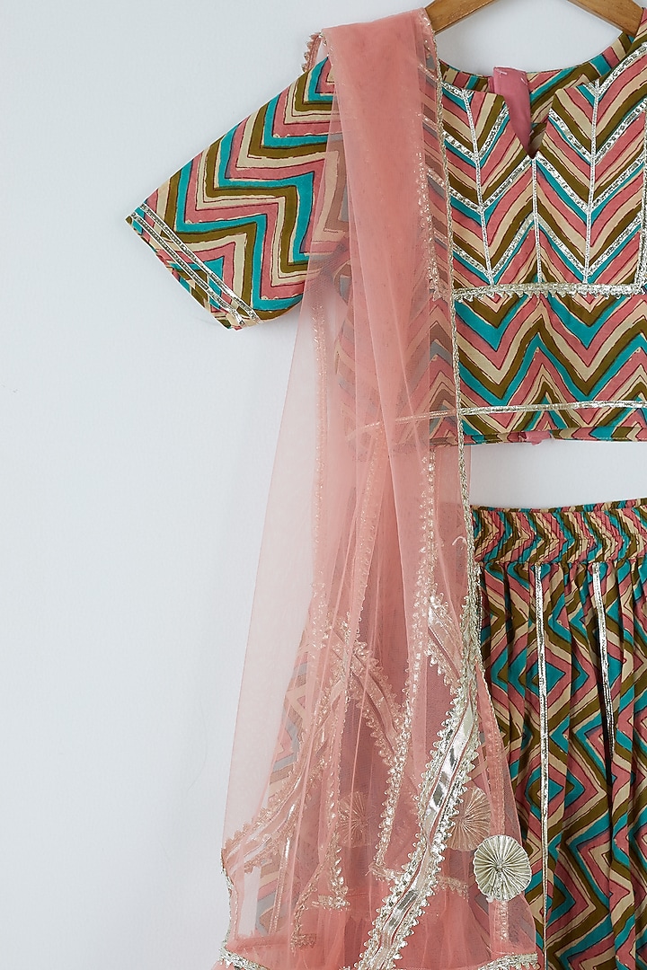 Multicolored Printed Lehenga Set For Girls by Yuvrani Jaipur Kidswear at Pernia's Pop Up Shop