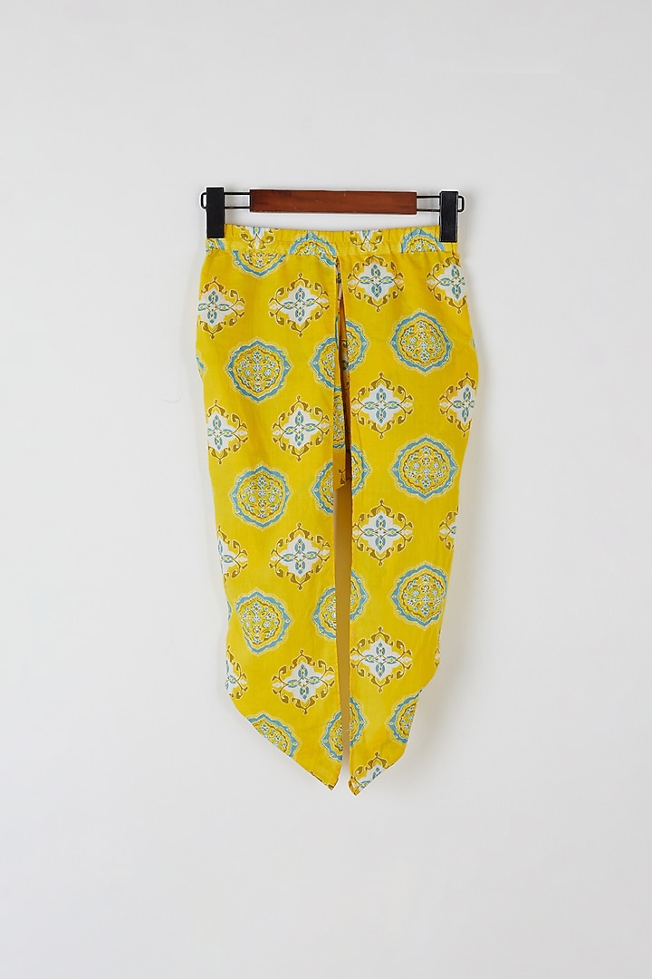 Yellow Embroidered Kurta Set For Girls by Yuvrani Jaipur Kidswear at Pernia's Pop Up Shop