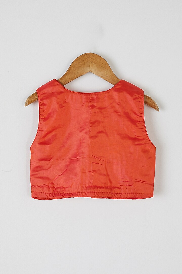 Yellow & Orange Printed Skirt Set For Girls by Yuvrani Jaipur Kidswear at Pernia's Pop Up Shop