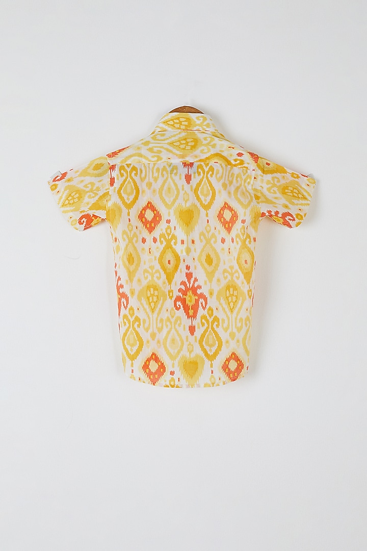 Yellow & Orange Printed Shirt For Boys by Yuvrani Jaipur Kidswear at Pernia's Pop Up Shop