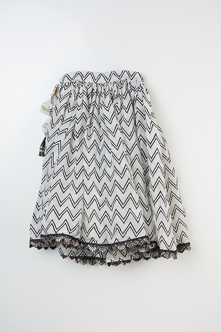 Ivory & Black Hand Block Printed Skirt Set For Girls by Yuvrani Jaipur Kidswear at Pernia's Pop Up Shop