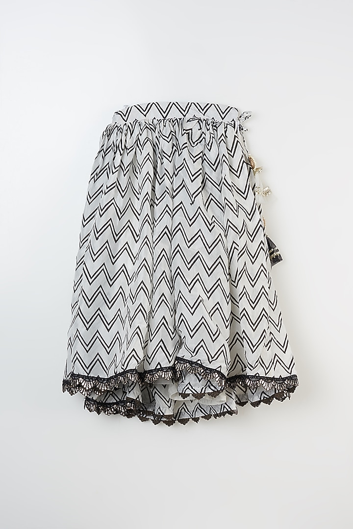 Ivory & Black Hand Block Printed Skirt Set For Girls by Yuvrani Jaipur Kidswear at Pernia's Pop Up Shop