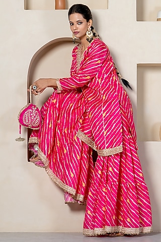 Hot Pink Kota Doriya Sharara Set by Yuvrani Jaipur