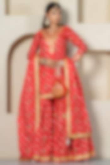 Red Kota Doriya Sharara Set by Yuvrani Jaipur at Pernia's Pop Up Shop