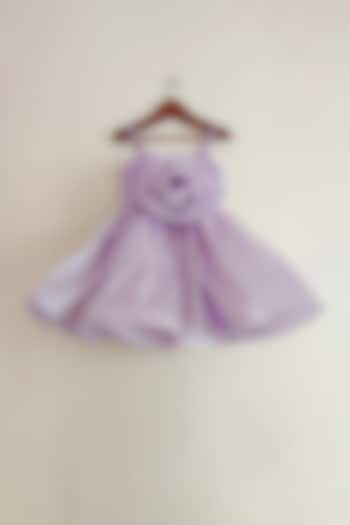 Lavender Shimmer Organza 3D Floral Dress For Girls by YMKids at Pernia's Pop Up Shop