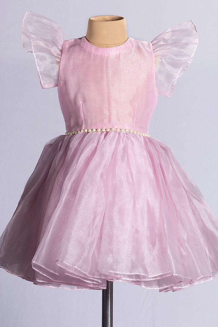 Purple Organza Embellished Dress For Girls by YMKids