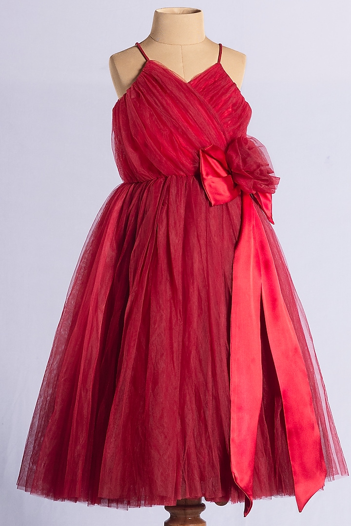 Red Net Gown For Girls by YMKids