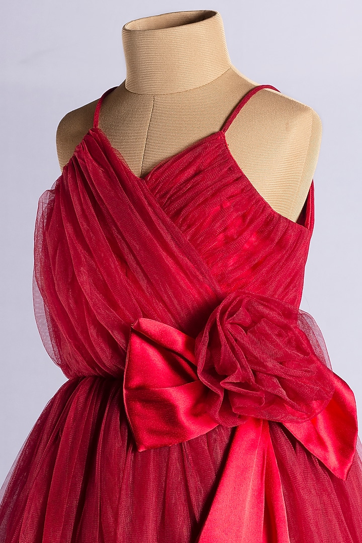Red Net Gown For Girls by YMKids at Pernia's Pop Up Shop