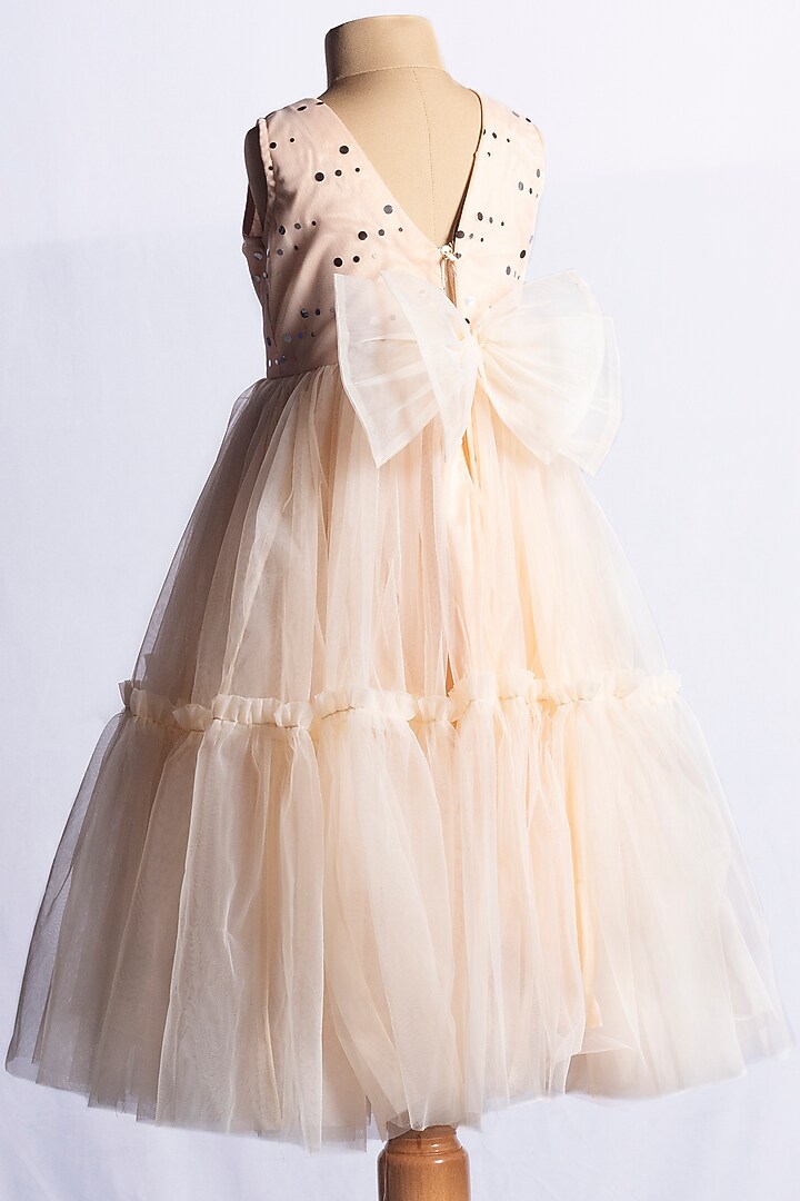 Beige Net Gown For Girls by YMKids at Pernia's Pop Up Shop