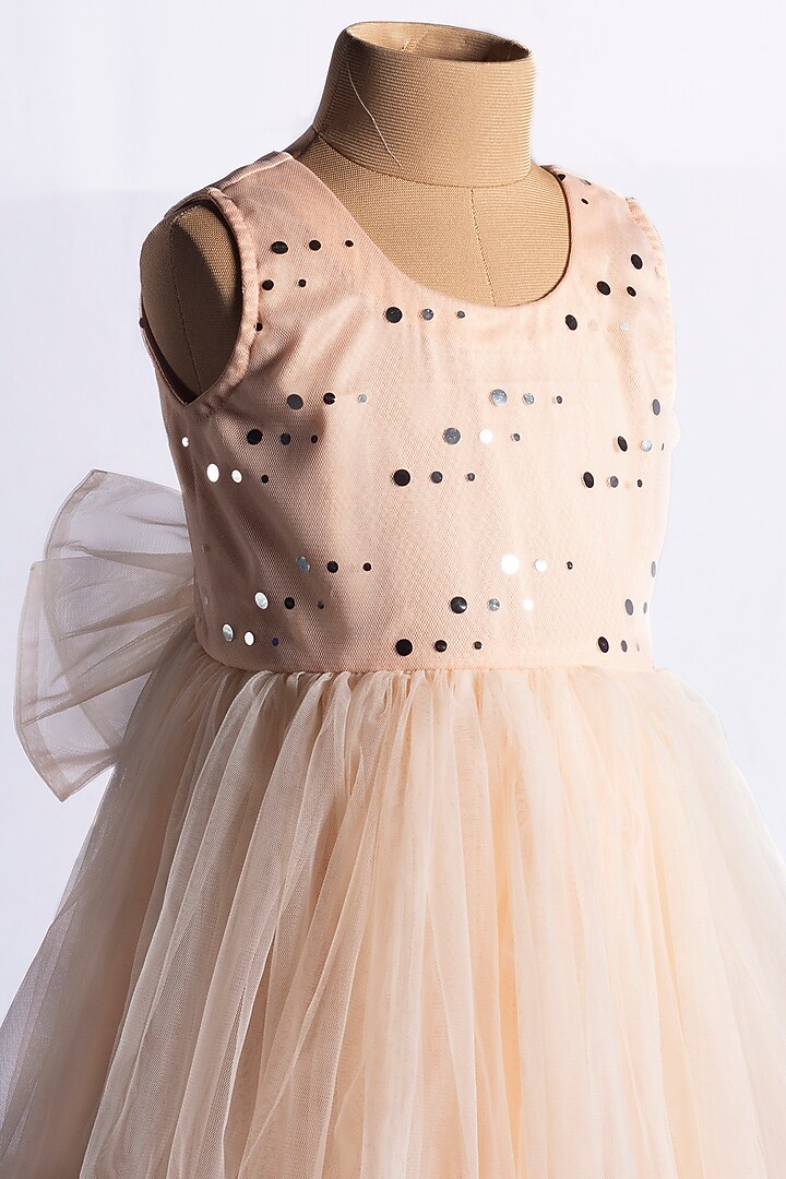 Beige Net Gown For Girls by YMKids at Pernia's Pop Up Shop