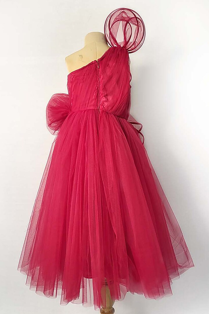 Hot Pink Net Gown For Girls by YMKids at Pernia's Pop Up Shop