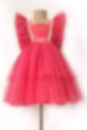 Pink Embellished Dress For Girls by YMKids