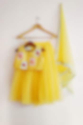 Yellow Net Lehenga Set For Girls by YMKids at Pernia's Pop Up Shop