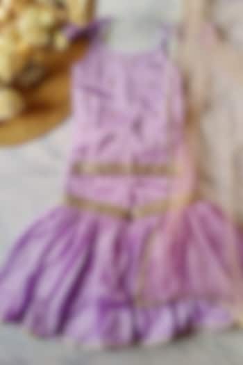 Lavender Summer Silk Sharara Set For Girls by YMKids at Pernia's Pop Up Shop