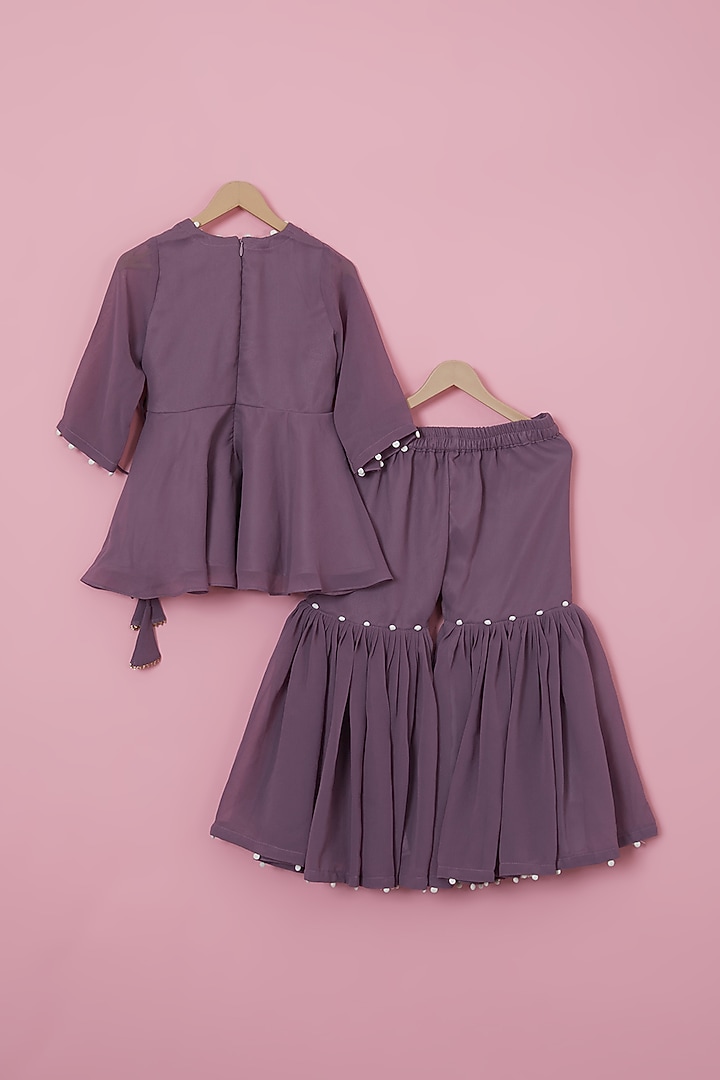 Violet Georgette Sharara Set For Girls by YMKids at Pernia's Pop Up Shop
