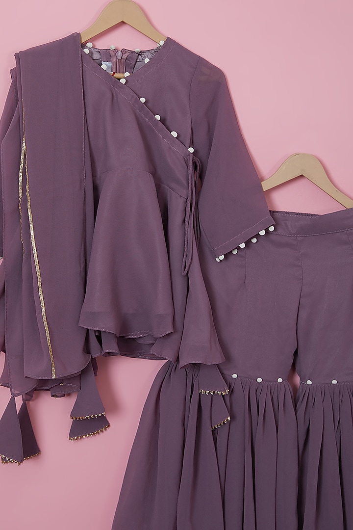 Violet Georgette Sharara Set For Girls by YMKids at Pernia's Pop Up Shop