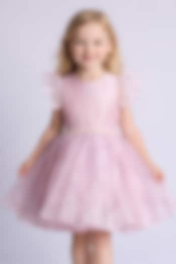 Purple Organza Embellished Dress For Girls by YMKids at Pernia's Pop Up Shop