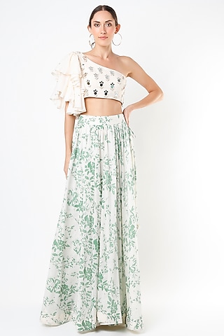 Off-White Printed Lehenga Set by Yogita Kadam