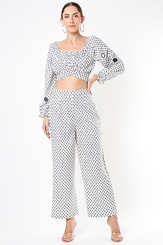 Off-White Printed Pant Set by Yogita Kadam
