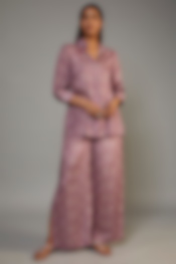 Pink Pure Muslin Printed Co-Ord Set by Yogita Kadam