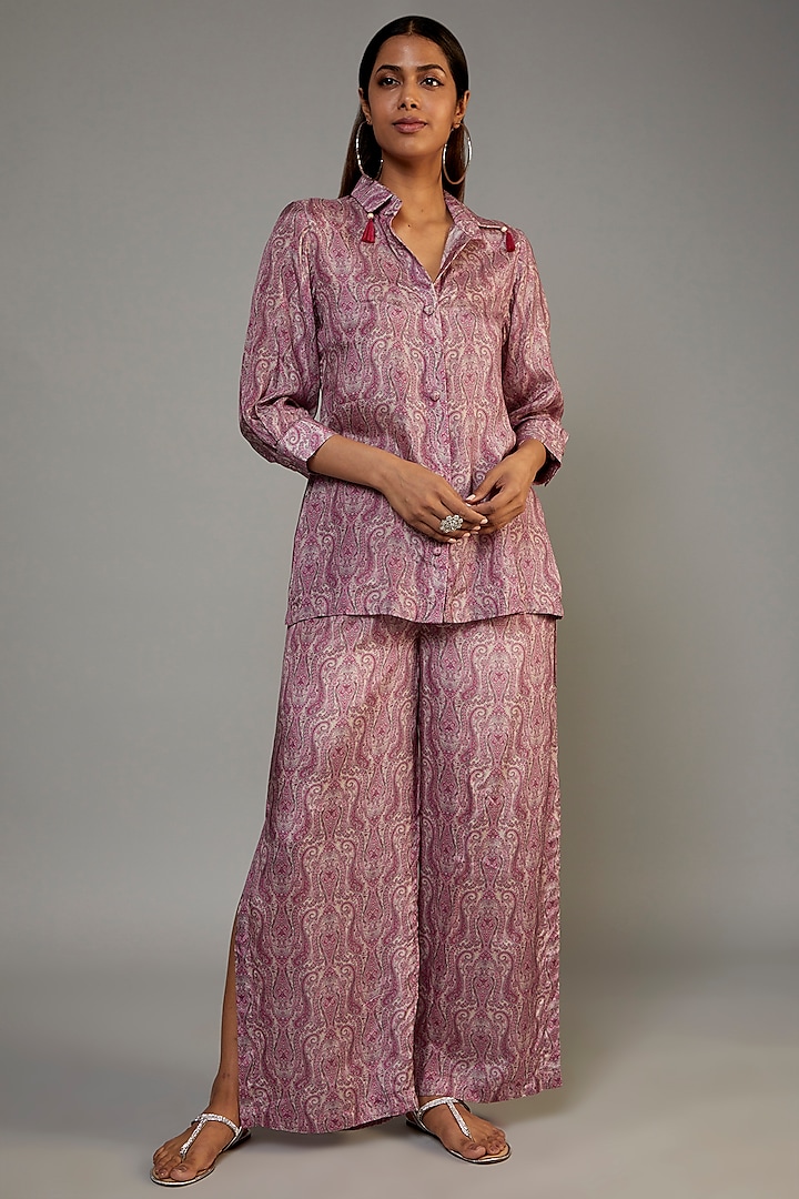 Pink Pure Muslin Printed Co-Ord Set by Yogita Kadam