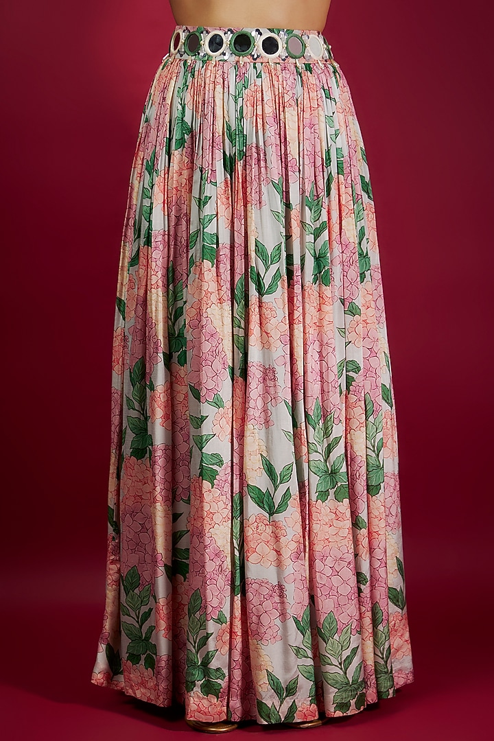 Pink Pure Muslin Printed & Embroidered Wedding Lehenga Set by Yogita Kadam at Pernia's Pop Up Shop