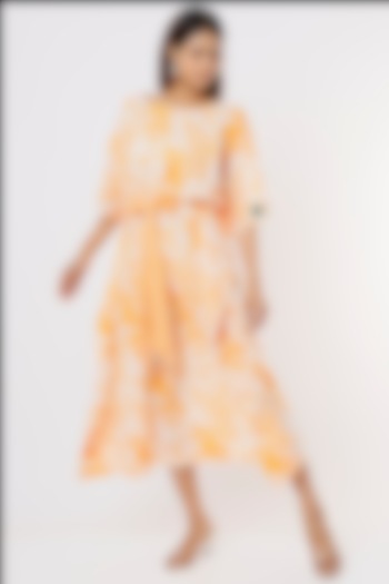 Orange Printed Kaftan by Yogita Kadam at Pernia's Pop Up Shop