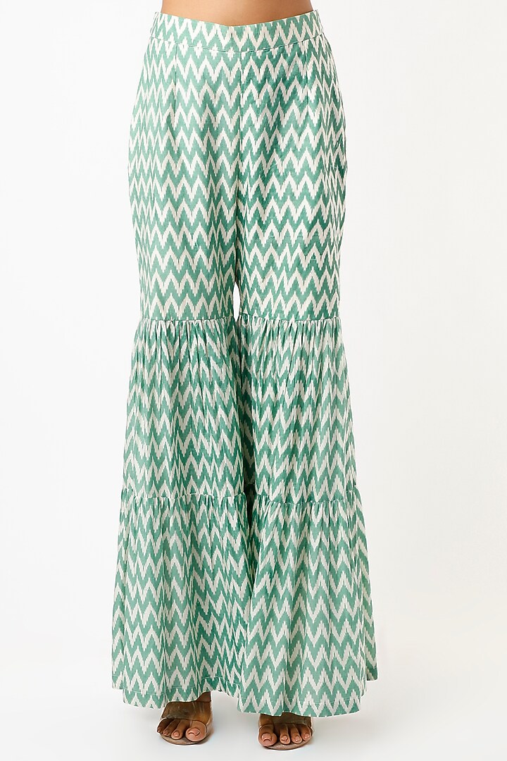 Green Floral Printed Party Wear Sharara Set by Yogita Kadam at Pernia's Pop Up Shop