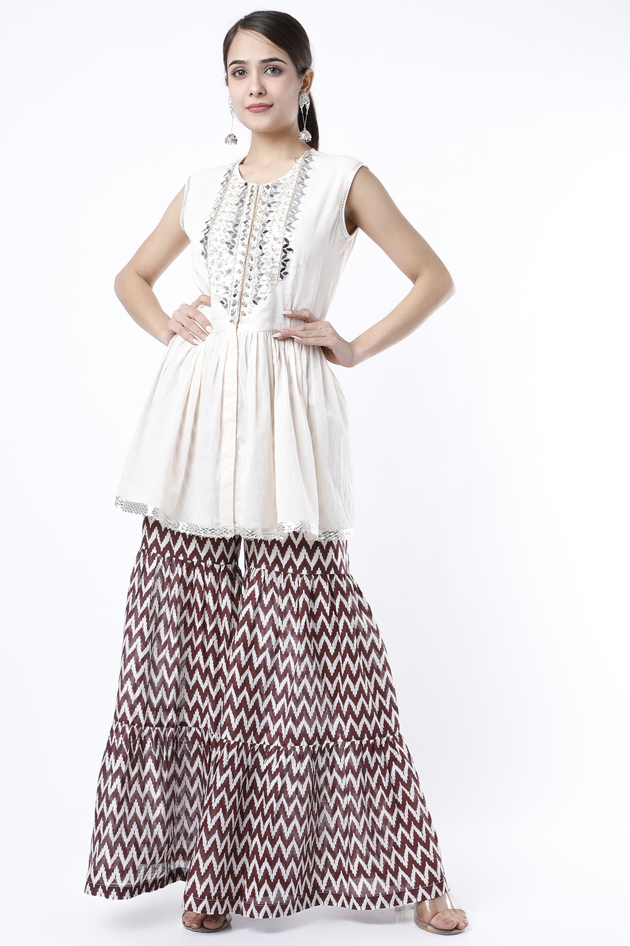 Maroon Printed Sharara Set by Yogita Kadam