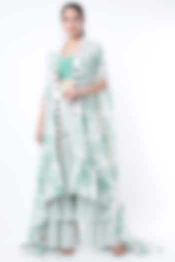 Mint Green Floral Cape Set by Yogita Kadam at Pernia's Pop Up Shop
