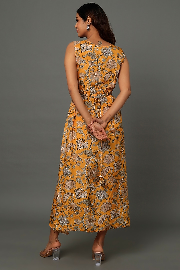 Yellow Printed Midi Summer Dress. by Yogita Kadam at Pernia's Pop Up Shop