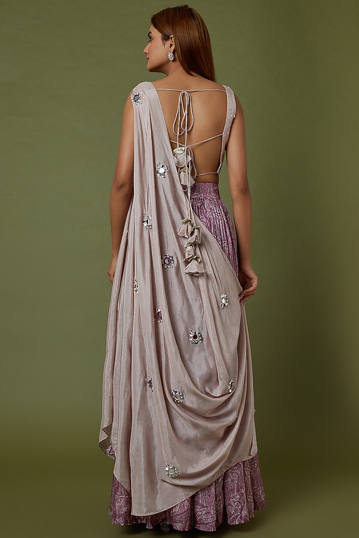 Onion Pink Muslin Printed Skirt Set For Girls by Yogita Kadam- Kids at Pernia's Pop Up Shop