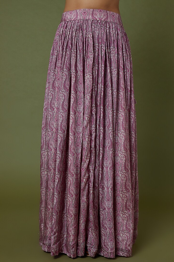 Onion Pink Muslin Printed Skirt Set For Girls by Yogita Kadam- Kids at Pernia's Pop Up Shop